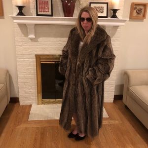 Mint Condition Raccoon Floor Length Fur Coat